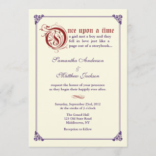 Storybook Fairytale Wedding Invitation -Red/Purple