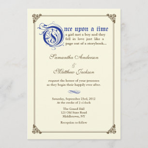 Storybook Fairytale Wedding Invitation -Royal Blue