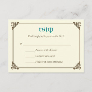 Storybook Fairytale Wedding RSVP Card - Teal