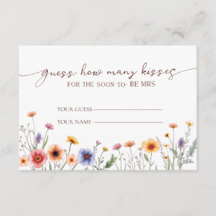 Storybook Floral Guess How Many Kisses Bridal  Enclosure Card