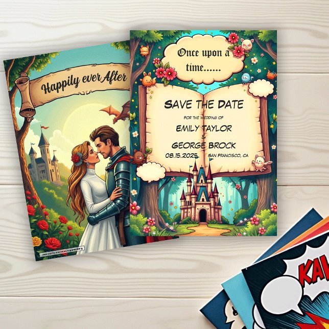 Storybook Forest Woodland Castle Fairytale Wedding Save The Date (Creator Uploaded)