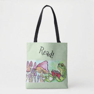 Storybook Frog Reading Tote Bag