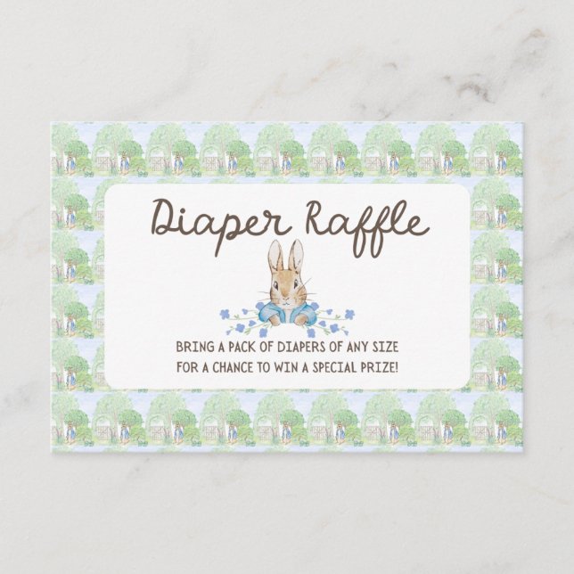 Storybook Garden Rabbit Baby Shower Diaper Raffle Enclosure Card (Front)