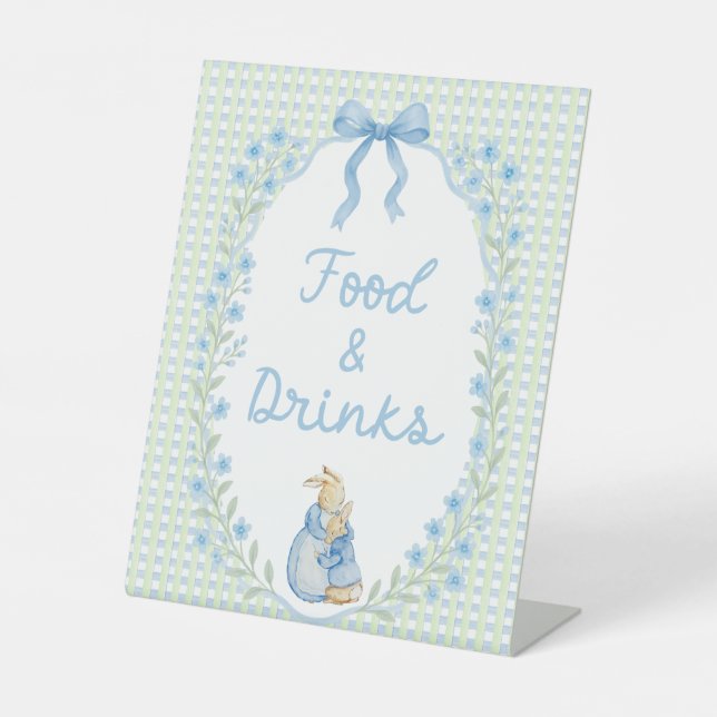 Storybook Garden Rabbit Inspired Baby Shower  Pedestal Sign (Front)