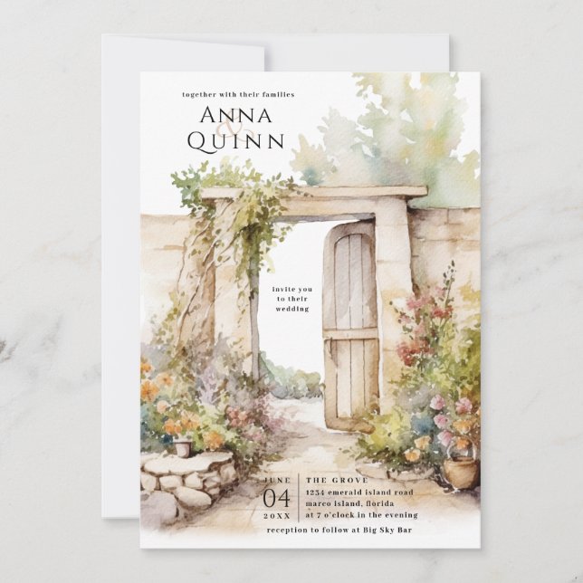 Storybook Garden Villa Wedding Invitation (Front)