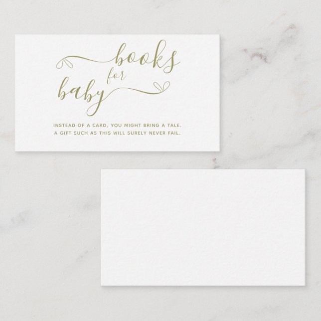 Storybook Gender Neutral Baby Shower Book for Baby Enclosure Card (Front/Back)