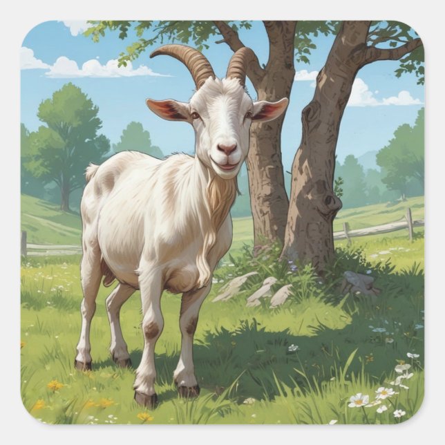 Storybook Goat Square Sticker (Front)