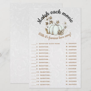 Storybook Gold White Pumpkin Bridal Match Game