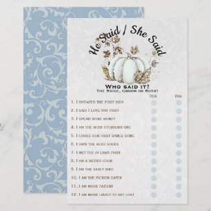 Storybook Gold White Pumpkin Bridal Shower Game