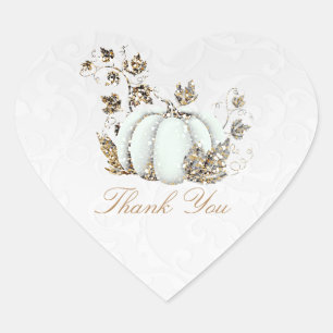 Storybook Gold White Pumpkin Fairy Tale Party Heart Sticker