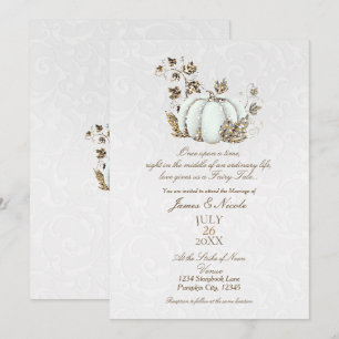 Storybook Gold White Pumpkin Fairy Tale Wedding Invitation