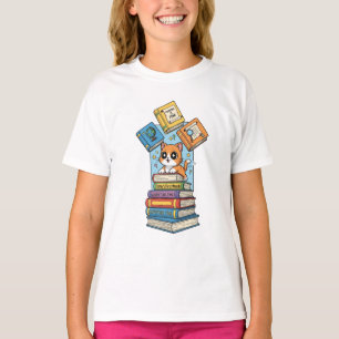 Storybook Kitty Reading Adventure Kids T-Shirt