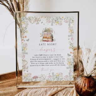 Storybook Late Night Diapers Game Sign Wildflower 