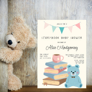 Storybook Library Themed Baby Boy Shower  Invitation