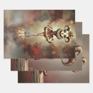 Storybook Melancholic Clown Wrapping Paper Sheet