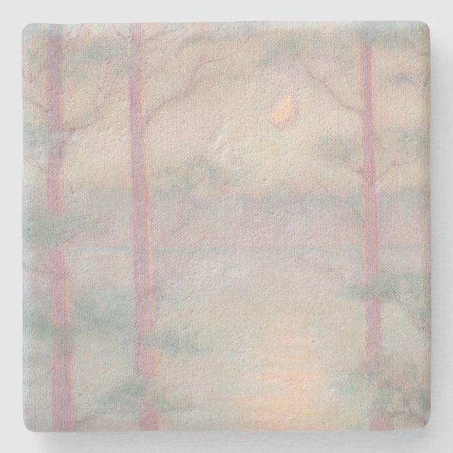 Storybook Moon Limestone Stone Coaster (Front)