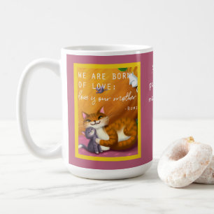 Storybook mum and baby cats custom coffee mug
