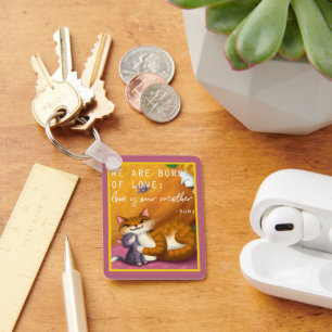 Storybook mum and baby cats key ring