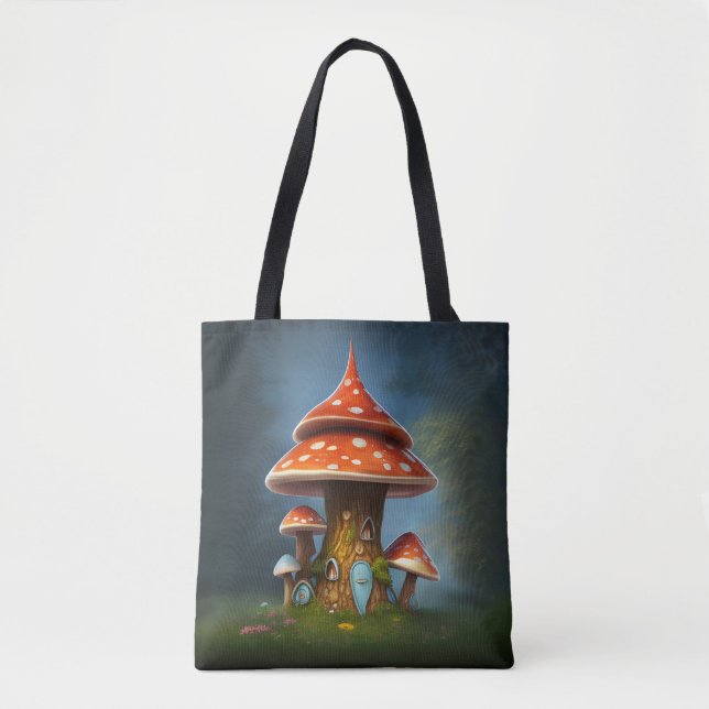 Storybook mushroom house tote bag (Front)