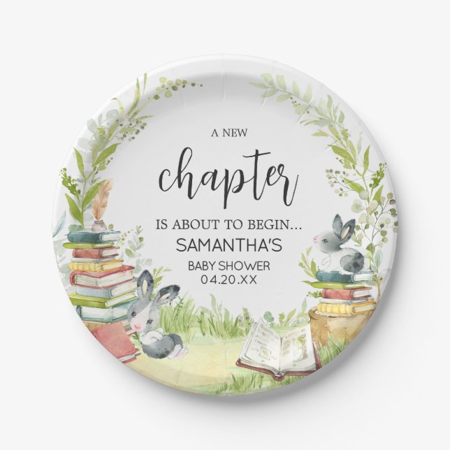 Storybook New Chapter Baby Shower Paper Plate (Front)
