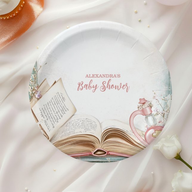 Storybook New Chapter Baby Shower Paper Plate (Creator Uploaded)