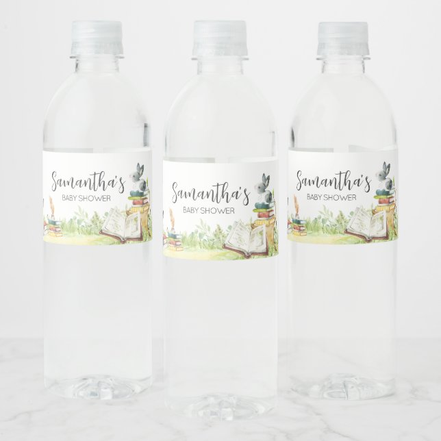 Storybook New Chapter Baby Shower  Water Bottle Label (Bottles)