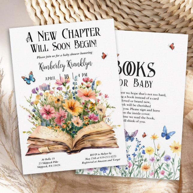 Storybook New Chapter Baby Shower Wildflower Invitation (Creator Uploaded)