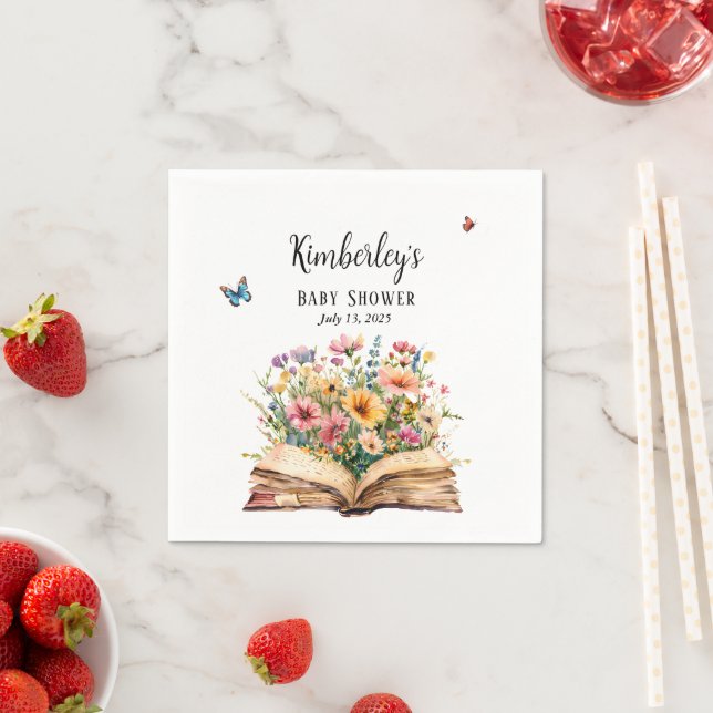 Storybook New Chapter Baby Shower Wildflower  Napkin (Insitu)