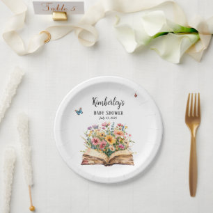 Storybook New Chapter Baby Shower Wildflower  Paper Plate
