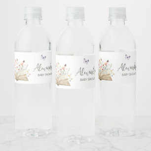Storybook New Chapter Begins Baby Shower Water Bottle Label