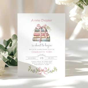 Storybook New Chapter Bow Baby girl shower Invitation