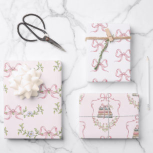 Storybook New Chapter Pink bow baby girl shower Wrapping Paper Sheet