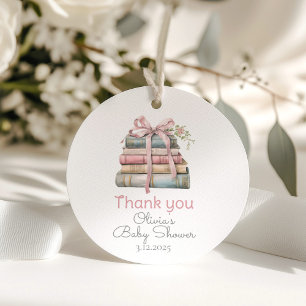 Storybook New Chapter pink bow thank you Favour Tags