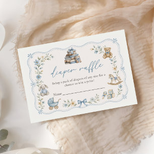 Storybook Nursery Floral Bear Diaper Raffle Enclosure Card