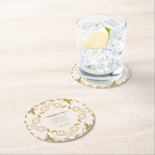 Storybook our next chapter fairytale baby shower round paper coaster