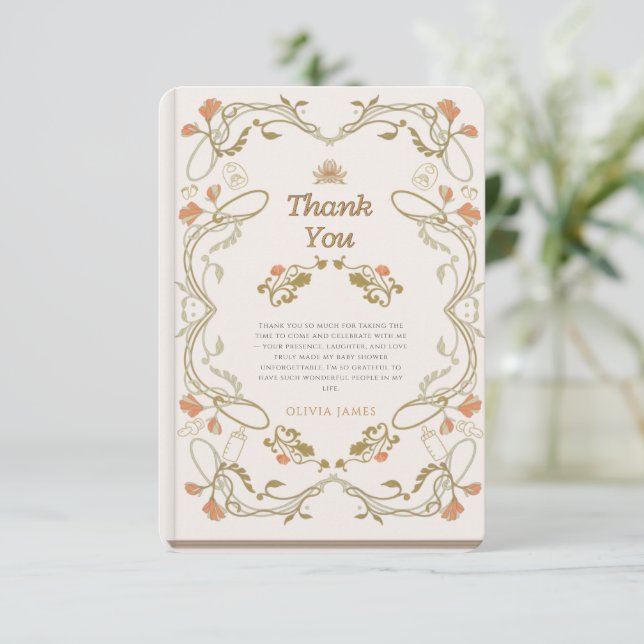 Storybook our next chapter fairytale baby shower thank you card (Standing Front)