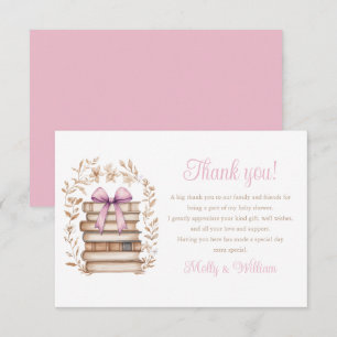 Storybook Pink Bow Baby Shower  Thank You Card