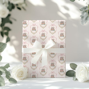 Storybook pink Bow New Chapter baby shower Wrapping Paper