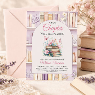 Storybook Pink Library Girl Book Baby Shower Invitation
