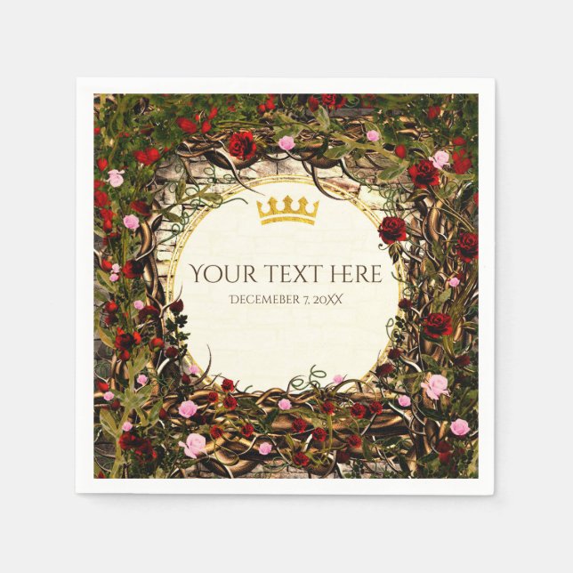Storybook Princess Vintage Briar Rose Party Napkin (Front)