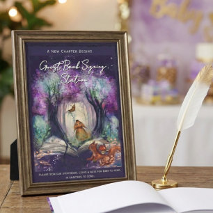 Storybook Purple Forest Guest Book Signing Station Holiday Card