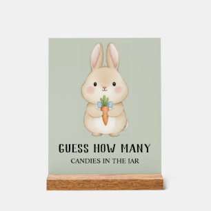 Storybook Rabbit “Guess How Many” Baby Shower Game Acrylic Sign