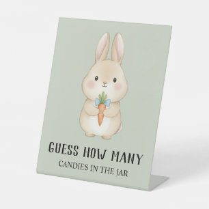 Storybook Rabbit “Guess How Many” Baby Shower Game Pedestal Sign