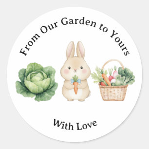 Storybook Rabbit Veggie Basket Baby Shower Favor Classic Round Sticker
