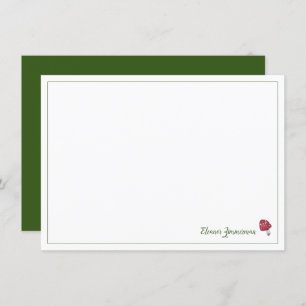 Storybook Red and Green Mushroom Flat Note Card
