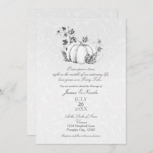 Storybook Silver White Pumpkin Fairy Tale Wedding Invitation