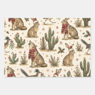 Storybook Southwest Christmas Gift Style Wrapping Paper Sheet