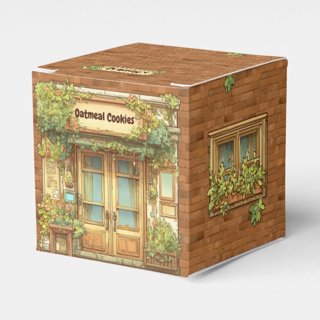 Storybook Style Cozy Cafe Brown Brick, Favor Box (Front Side)