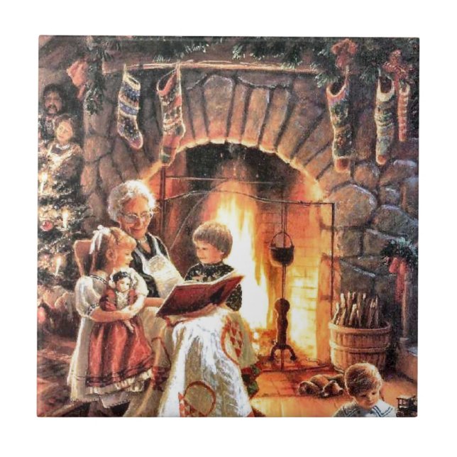 Storybook Time With Grandma At Christmas Tile (Front)