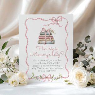 Storybook Vintage Pink Bow How big is mommys belly Poster